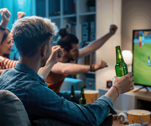 Freunde schauen gemeinsam einen Film in 4K-Qualität