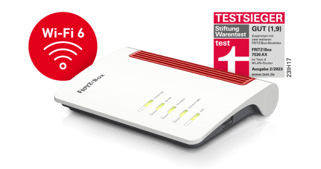 FRITZBox7530AX mit Testsieger Siegel