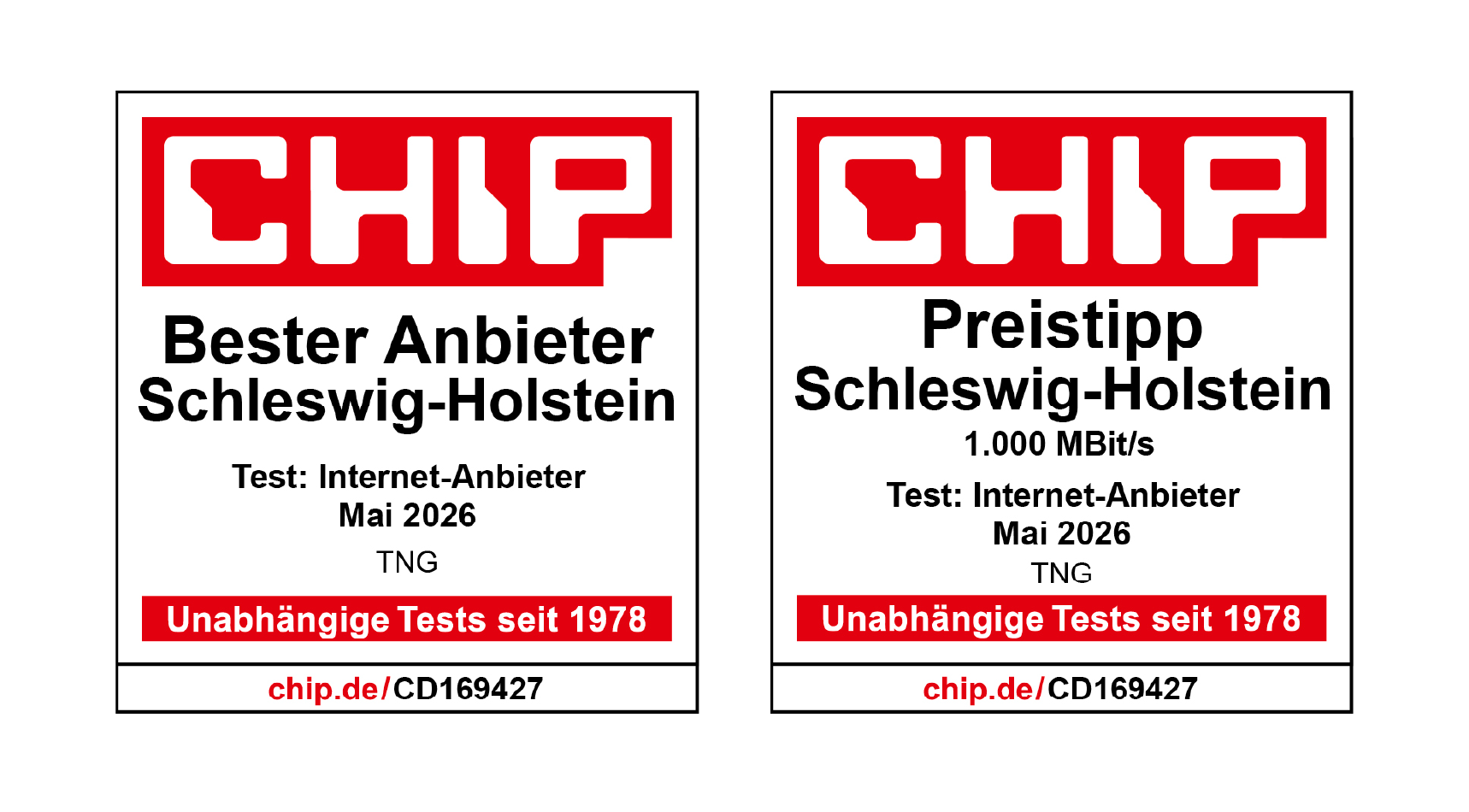 Chip-Siegel für TNG - bester Anbieter in Schleswig-Holstein und Preistipp
