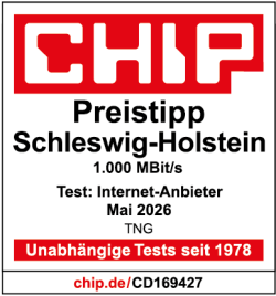 CHIP-Testsiegel 2026: TNG Preistipp für 1.000 Mbit/s Glasfaser in Schleswig-Holstein