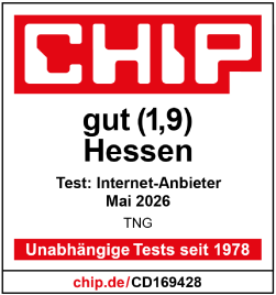 	CHIP-Testsiegel 2026: TNG mit Note gut (1,9) bester Internetanbieter in Hessen